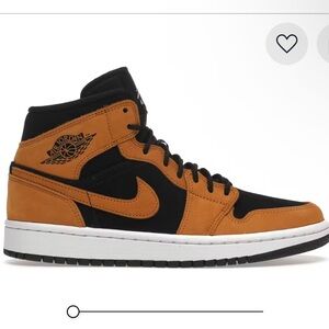 Jordan 1 Mid Black and Ochre Sneakers